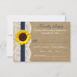 Sammlung von Kraft, Spitzen und Sonnenblumen - Mar RSVP Karte