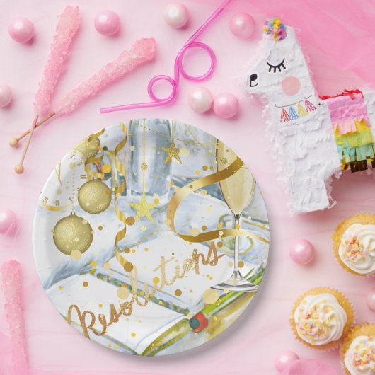 Sammlung von Neujahrsentschließungen Pappteller (Party)