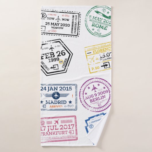 Sammlung von Passport-Briefmarke Abgeschieden auf  Badehandtuch (Badehandtuch)