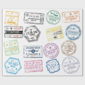 Sammlung von Passport-Briefmarke Abgeschieden auf  Geschenkpapier (Flach)