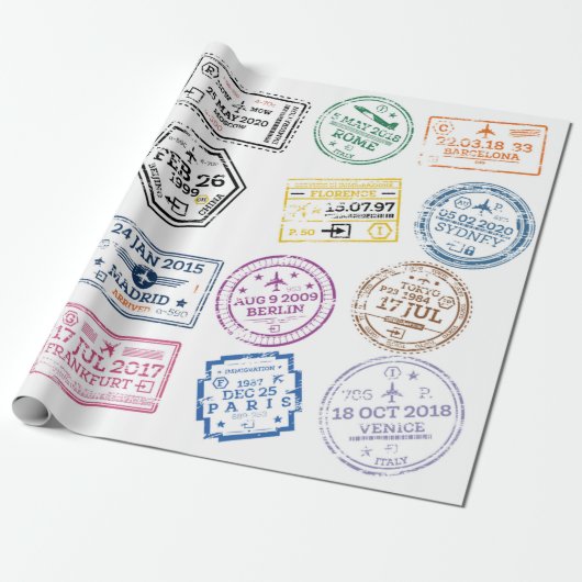 Sammlung von Passport-Briefmarke Abgeschieden auf  Geschenkpapier (Ungerollt)