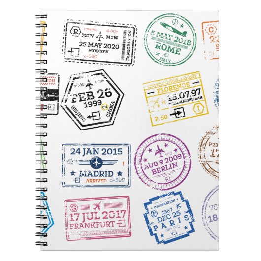 Sammlung von Passport-Briefmarke Abgeschieden auf  Notizblock (Vorderseite)