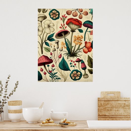 Sammlung von Pilzsaal-Pflanze Poster (Küche)