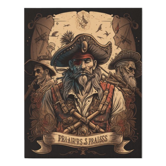 Sammlung von Piraten-Designelement Künstlicher Leinwanddruck (Vorderseite)