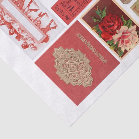 Sammlung von Red Ephemera Fussy Cuts Seidenpapier (Ausschnitt)