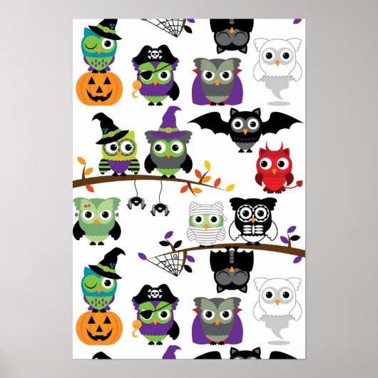 Sammlung von scharfen Halloween-Owls Poster (Vorne)