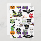 Sammlung von scharfen Halloween-Owls Postkarte (Vorne/Hinten)