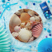 Sammlung von Seashells Scallops Clams and Conch Pappteller (Party)