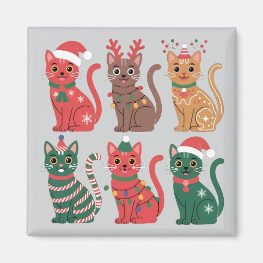 Sammlung von sechs Katzen Magnet (Vorne)