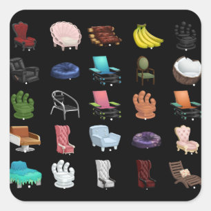 Sammlung von Sesseln für Glittermöbel Quadratischer Aufkleber