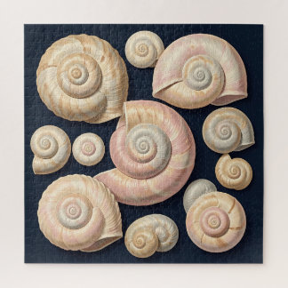 Sammlung von spiralförmigen Meeresschnecken Beige Puzzle