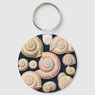 Sammlung von spiralförmigen Meeresschnecken Beige Schlüsselanhänger
