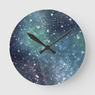 Sammlung von Sternen Nachtansicht Runde Wanduhr