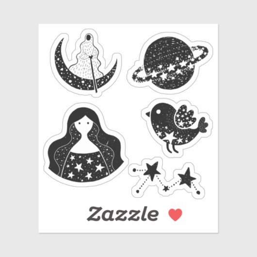 Sammlung von Sternen und Sternbildern Aufkleber (Blatt)