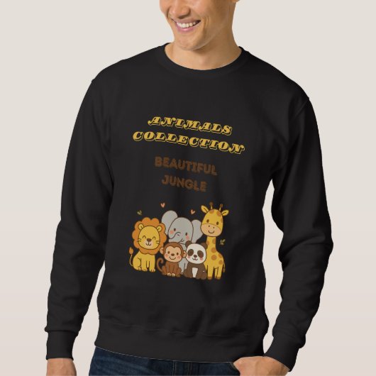 Sammlung von Tieren | Niedlich Cartoon Sweatshirt (Vorderseite)