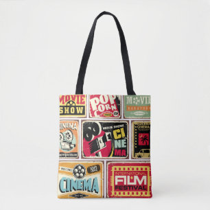 Sammlung von Vintage-Kino-Zinnschildern. Filmindus Tasche