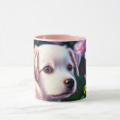 Sammlung von weißen Hunden und Rose Tasse (Zentrum)