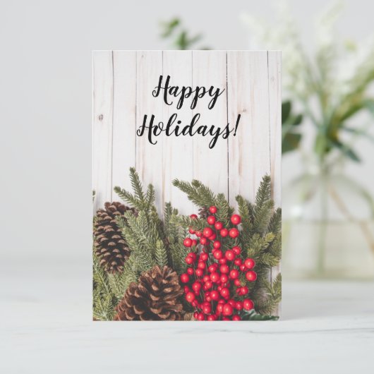 Sammlung Wreath und Holly Holiday Karte (Stehend Vorderseite)