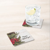 Sammlung Wreath und Holly Holiday Rechteckiger Pappuntersetzer (Vor Ort)