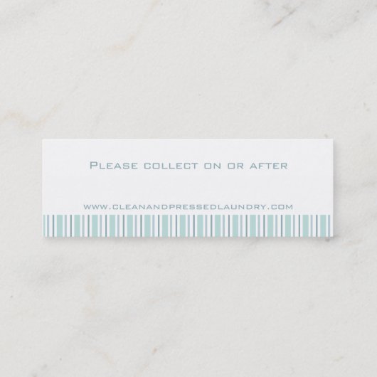 Sammlungsdatumskarte des Wäsche-Service tadellose Mini Visitenkarte (Rückseite)