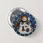 Sammy das Snowman-Knopf-Button Button (Vorne & Hinten)