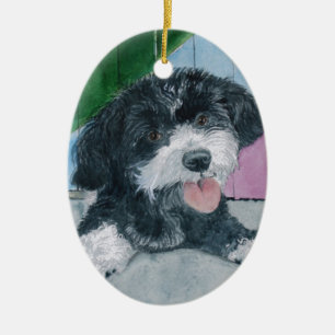 Sammy der Parti-Pudel Welpe Keramik Ornament