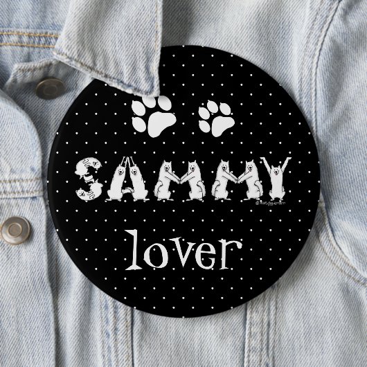 Sammy schrieb in Samoyed Dog Letters Button (Beispiel)