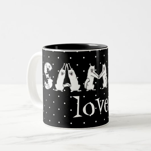 Sammy schrieb in Samoyed Dog Letters Zweifarbige Tasse (Vorderseite Links)