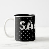 Sammy schrieb in Samoyed Dog Letters Zweifarbige Tasse (Links)