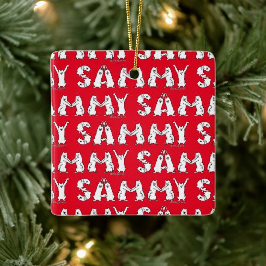 Sammy schrieb in Samoyed Letters Keramikornament (Baum)