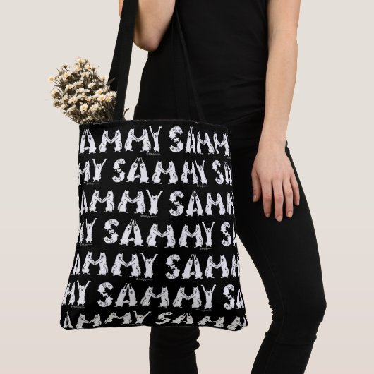 Sammy schrieb in Samoyed Letters Tasche (Von Nahem)