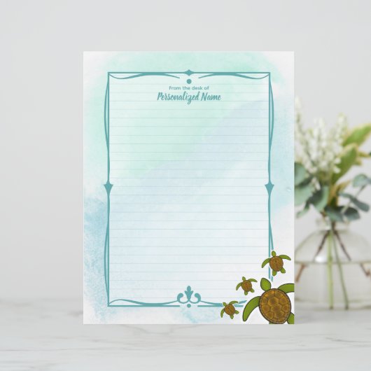 Sammy Sea Turtle Liner Paper Sheet (Stehend Vorderseite)
