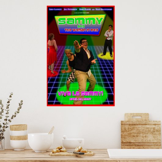 Sammy und die Frau in einem roten Theaterposter Poster (Küche)