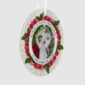 Sammy's erstes Weihnachtskatzenschmuck im Foto Ornament (Vorderseite)