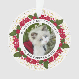 Sammy's erstes Weihnachtskatzenschmuck im Foto Ornament