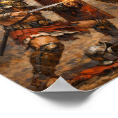 Samnite vs Gaul Gladiator Battle Acrylic Painting  Poster (Ecke)
