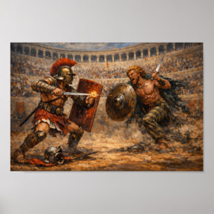 Samniten- gegen Gallier-Gladiatorenkampf Acrylbild Poster