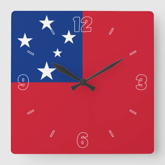 Samoa Flag Red Blue White Stars Numbers Patriotic Quadratische Wanduhr (Vorderseite)