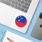 Samoa Flag Round Sticker (Laptop mit iPhone)