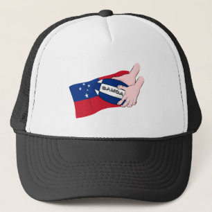 Samoa Flag Rugby Ball Pass Cartoon Truckerkappe