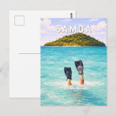Samoa-Illustration Reise Kunst Vintage Postkarte (Vorne/Hinten)
