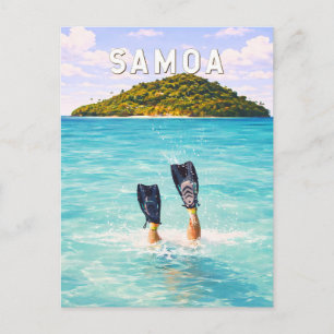 Samoa-Illustration Reise Kunst Vintage Postkarte