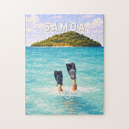 Samoa-Illustration Reise Kunst Vintage Puzzle (Vertikal)