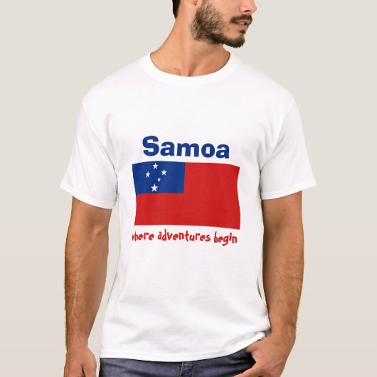 Samoa-Inseln Flagge + Karte + Text-T - Shirt (Vorderseite)