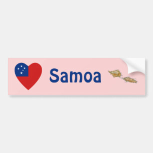 Samoa-Inseln Flaggen-Herz + Karten-Autoaufkleber Autoaufkleber