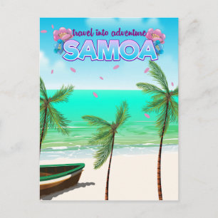 Samoa "Reise ins Abenteuer" Reiseplakat. Postkarte