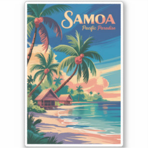 Samoa-Strand Samoanische Illustration Reise Kunst Aufkleber