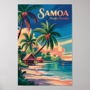 Samoa-Strand Samoanische Illustration Reise Kunst  Poster