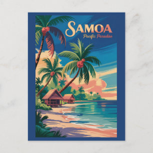 Samoa-Strand Samoanische Illustration Reise Kunst Postkarte