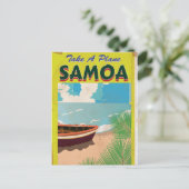 Samoa Vintage Travel Poster Postkarte (Stehend Vorderseite)